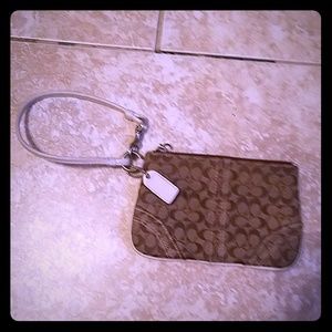 Coach brown wristlet